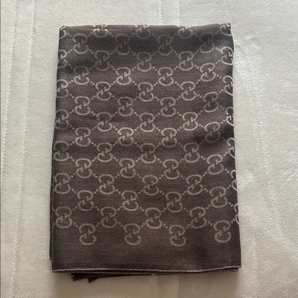 Gucci Two Toned Monogram Scarf Monogram Scarf- Taupe/Brown - Picture 1 of 4